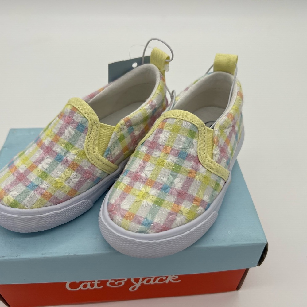 Cat & Jack Toddler Girls' Keagan Slip-On Sneakers Yellow Sz 5 With Box